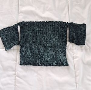 Green velvet crop top